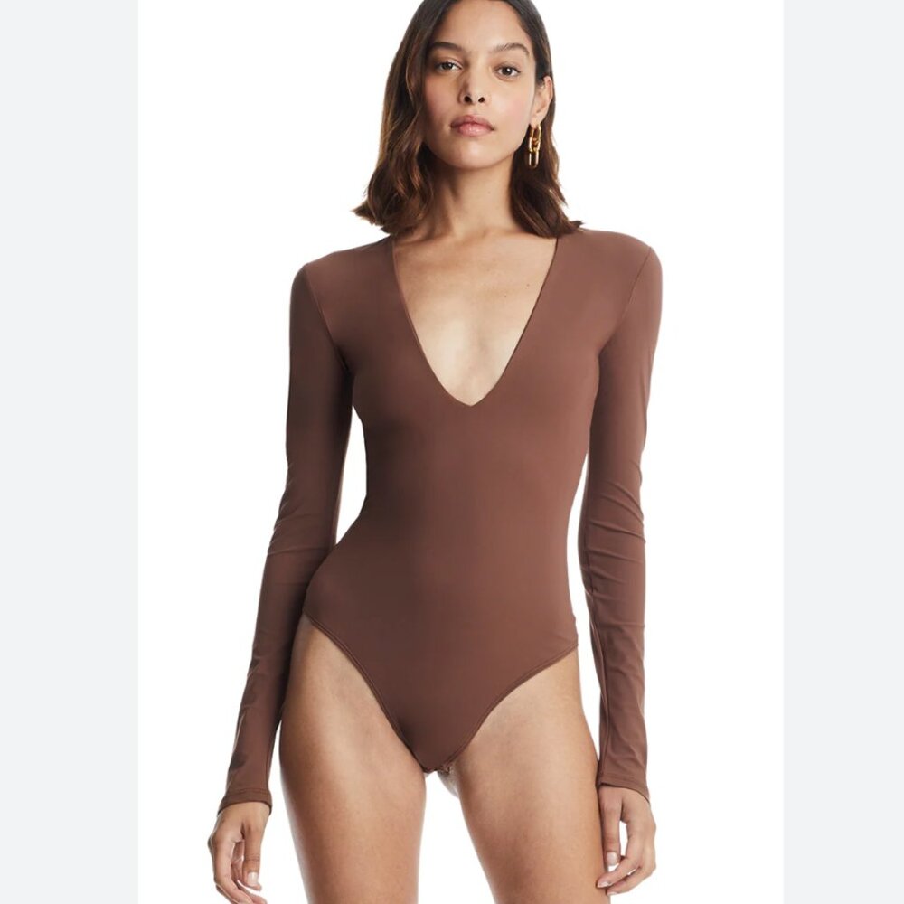 ALIX NYC Long Sleeve Irving Bodysuit - Brown